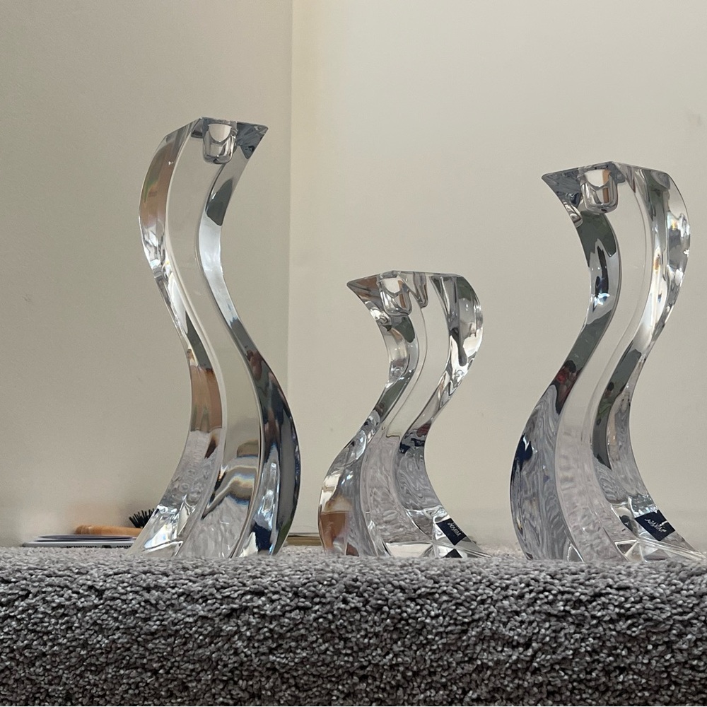 Mikasa Serpentine Crystal Curved Candle Holders
